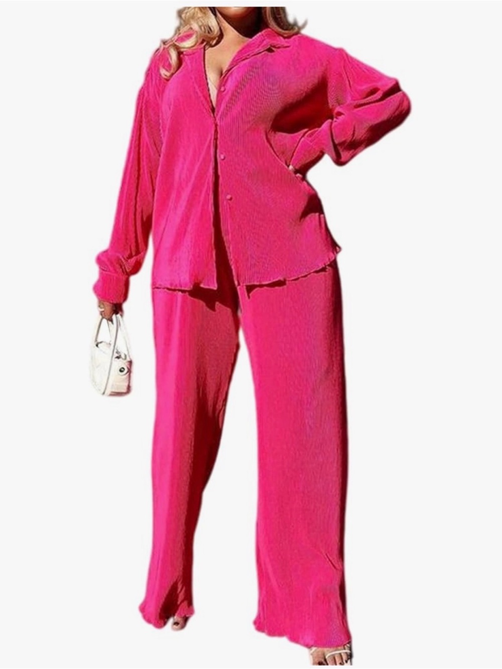Pink pleated pants set - Picture 2 of 5